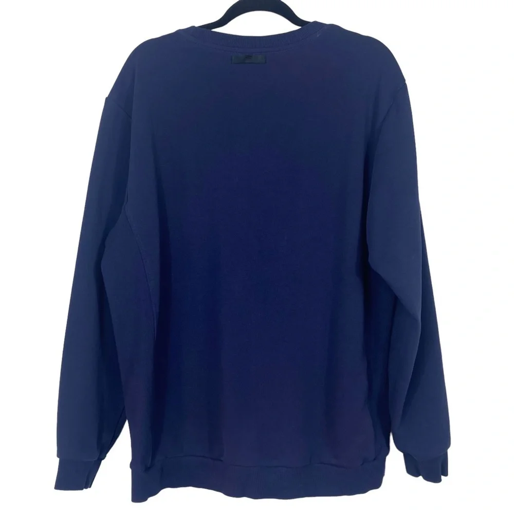 Fabletics Mens The Courtside Crew Navy Reflective Dot Logo French Terry Crew XXL - Picture 3 of 13